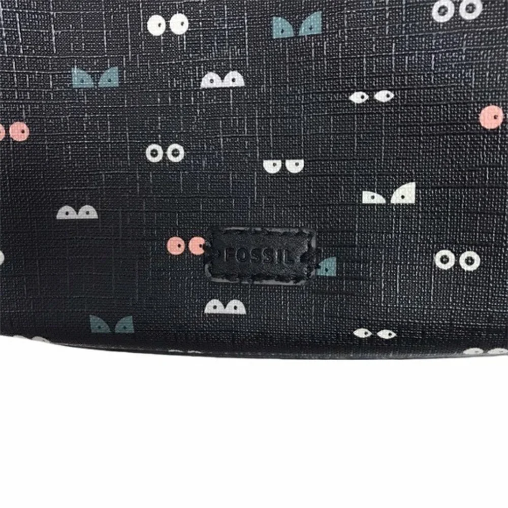 Fossil Black Vegan Leather Glowy Eyes Tote